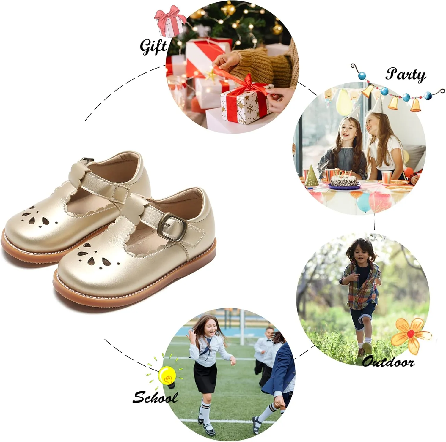 Felix & Flora Toddler Little Girl Mary Jane Dress Shoes - Ballet Flats for Girl Party School Shoes