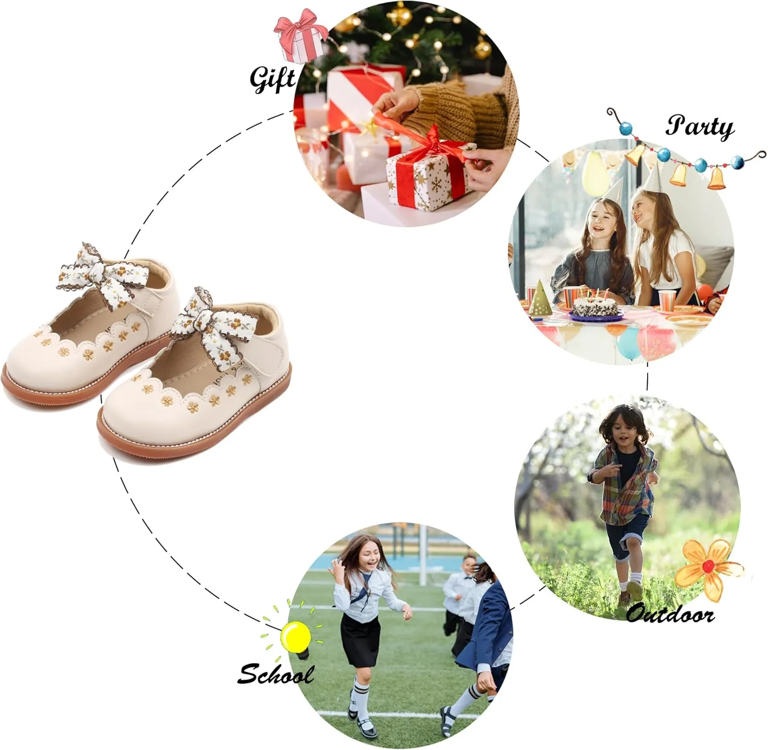 Felix & Flora Toddler Little Girl Mary Jane Dress Shoes - Ballet Flats for Girl Party School Shoes