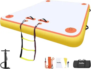 Floating Dock for Lakes, Lake Floats for Adults, Air Dock Floating Platform, Floating Island Raft with None-Slip Surface Swim Dock for Pool Ocean Beach, Inflatable Floating Dock