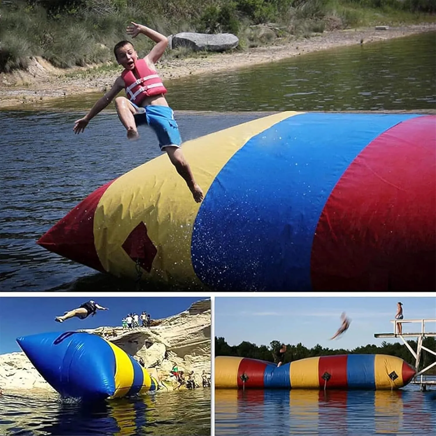 Floating Water Air Jumping Bounce Bag Inflatable Water Toy, Leisure Water Trampoline for Lake Beach Park