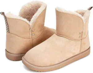 Floopi Warm Winter Boots for Women- Classic Ankle Cut, Eco-Friendly Suede Exterior, Faux Fur- Plush Interior- Anti-Skid Flat Sole, Casual Everyday Wear