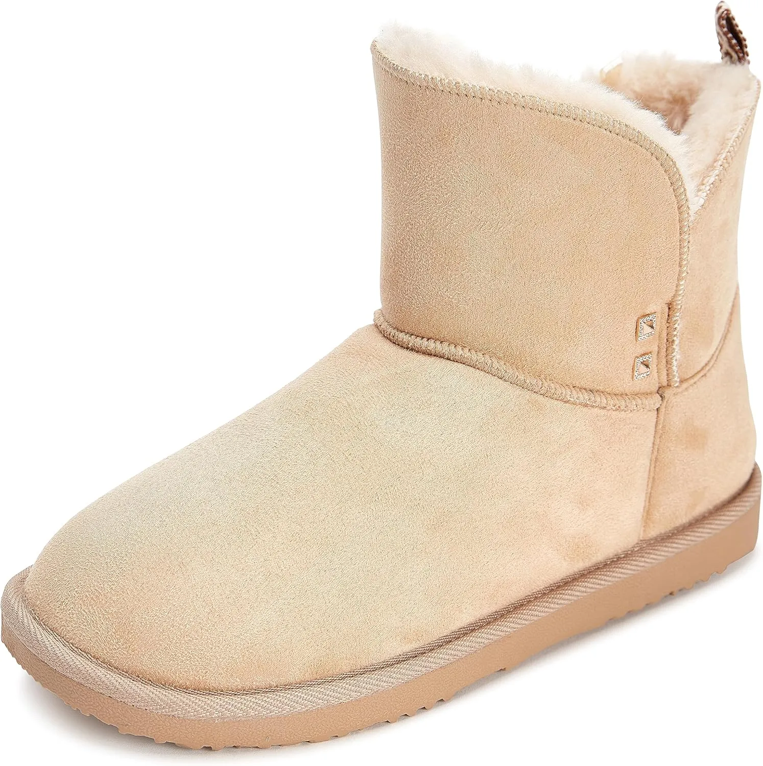 Floopi Warm Winter Boots for Women- Classic Ankle Cut, Eco-Friendly Suede Exterior, Faux Fur- Plush Interior- Anti-Skid Flat Sole, Casual Everyday Wear