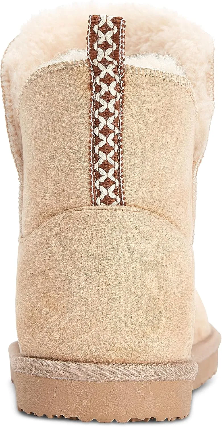 Floopi Warm Winter Boots for Women- Classic Ankle Cut, Eco-Friendly Suede Exterior, Faux Fur- Plush Interior- Anti-Skid Flat Sole, Casual Everyday Wear