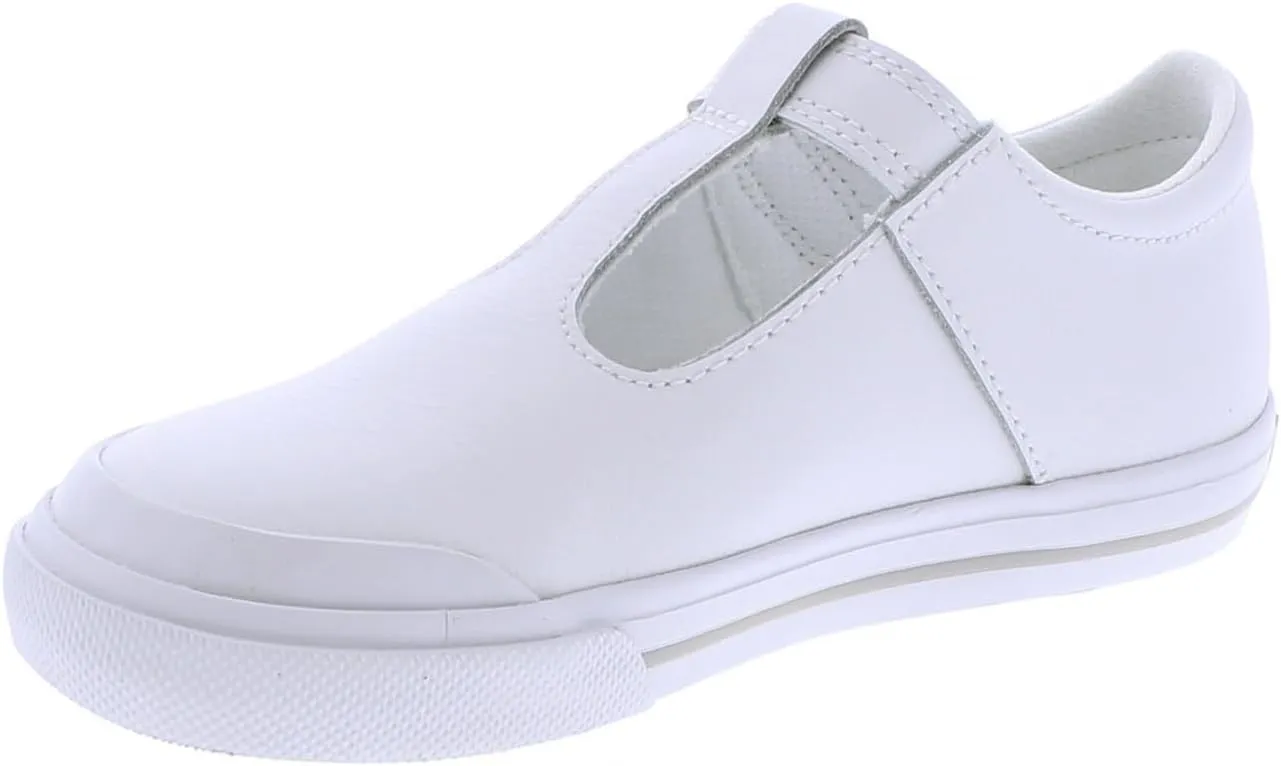 FOOTMATES Drew Mary Jane Flat T-Strap Girls Canvas Walking Sneakers with Custom-Fit Insoles, Slip-Resistant Vulcanized Outsoles