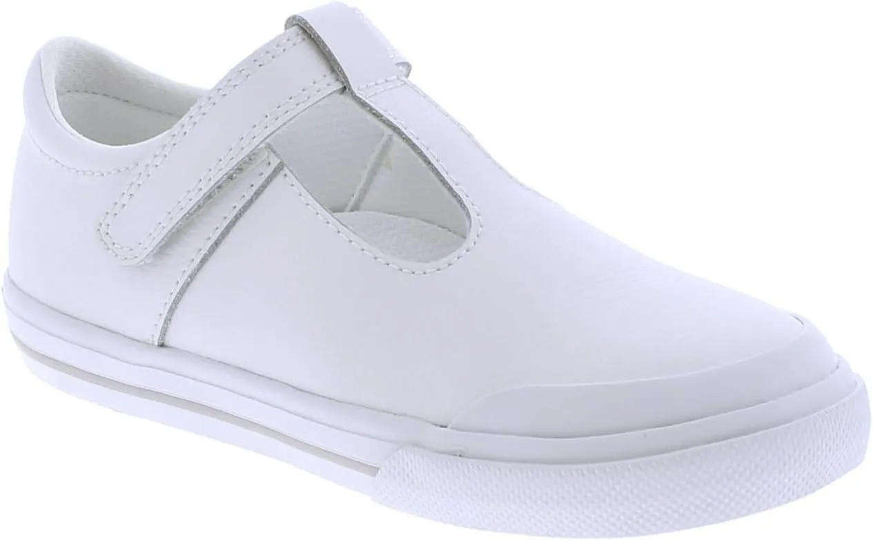 FOOTMATES Drew Mary Jane Flat T-Strap Girls Canvas Walking Sneakers with Custom-Fit Insoles, Slip-Resistant Vulcanized Outsoles
