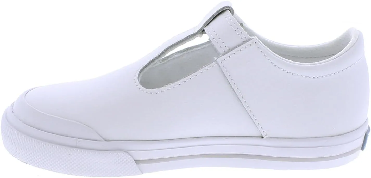FOOTMATES Drew Mary Jane Flat T-Strap Girls Canvas Walking Sneakers with Custom-Fit Insoles, Slip-Resistant Vulcanized Outsoles