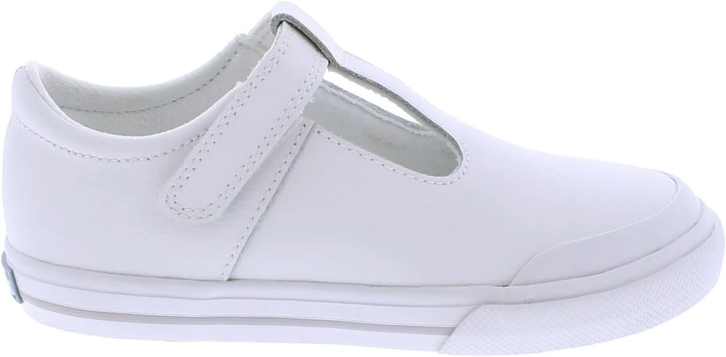 FOOTMATES Drew Mary Jane Flat T-Strap Girls Canvas Walking Sneakers with Custom-Fit Insoles, Slip-Resistant Vulcanized Outsoles