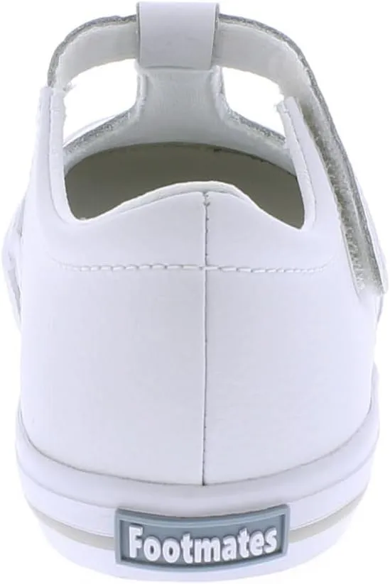 FOOTMATES Drew Mary Jane Flat T-Strap Girls Canvas Walking Sneakers with Custom-Fit Insoles, Slip-Resistant Vulcanized Outsoles