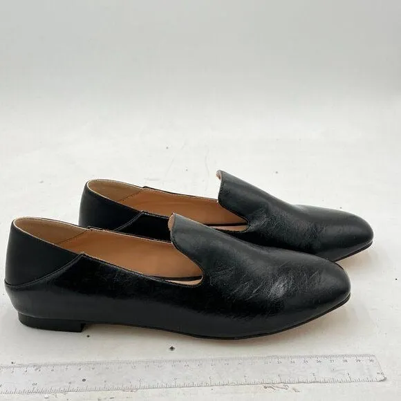 FOWT Black Closed Round Toe Loafers Block Low Heel Slip On Walking Pump Shoes