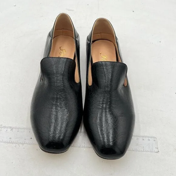 FOWT Black Closed Round Toe Loafers Block Low Heel Slip On Walking Pump Shoes