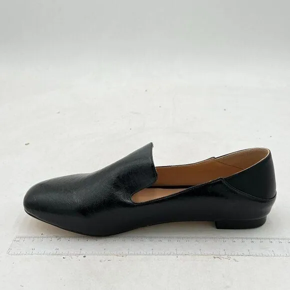 FOWT Black Closed Round Toe Loafers Block Low Heel Slip On Walking Pump Shoes