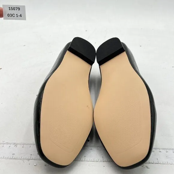 FOWT Black Closed Round Toe Loafers Block Low Heel Slip On Walking Pump Shoes