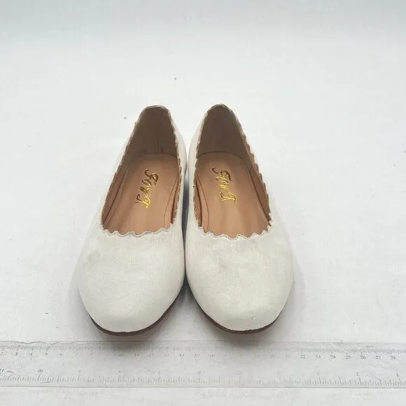 FOWT White Suede Classic Round Toe Ballet Flats Wave Pattern Edge Super Shoes