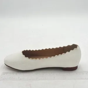 FOWT White Suede Classic Round Toe Ballet Flats Wave Pattern Edge Super Shoes