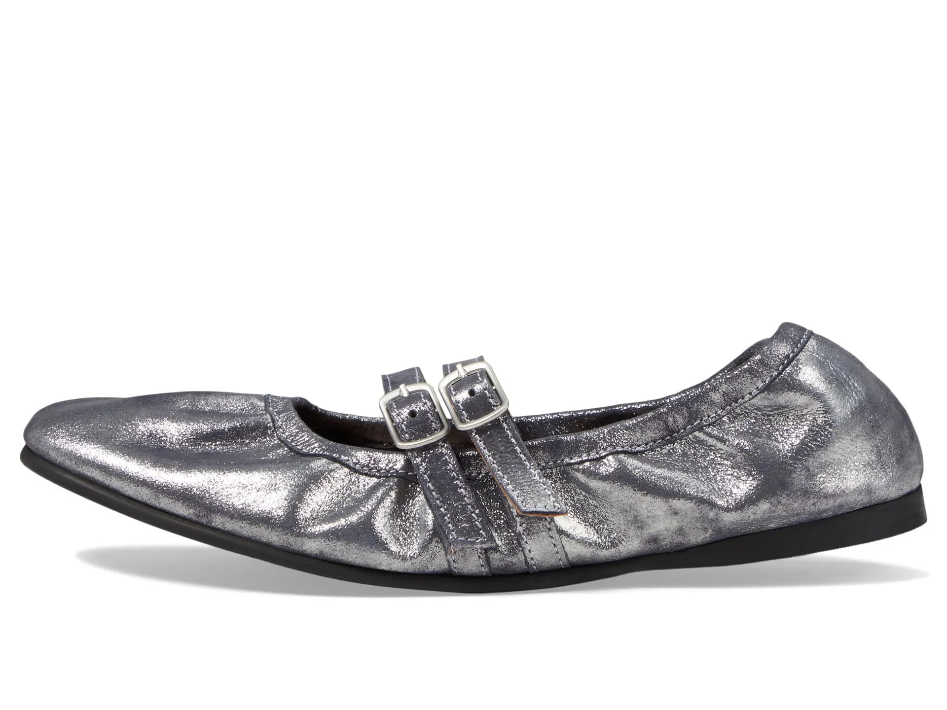 Free People Women's Gemini Ballet Flat 8 Silver Distressed Suede