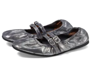 Free People Women's Gemini Ballet Flat 8 Silver Distressed Suede