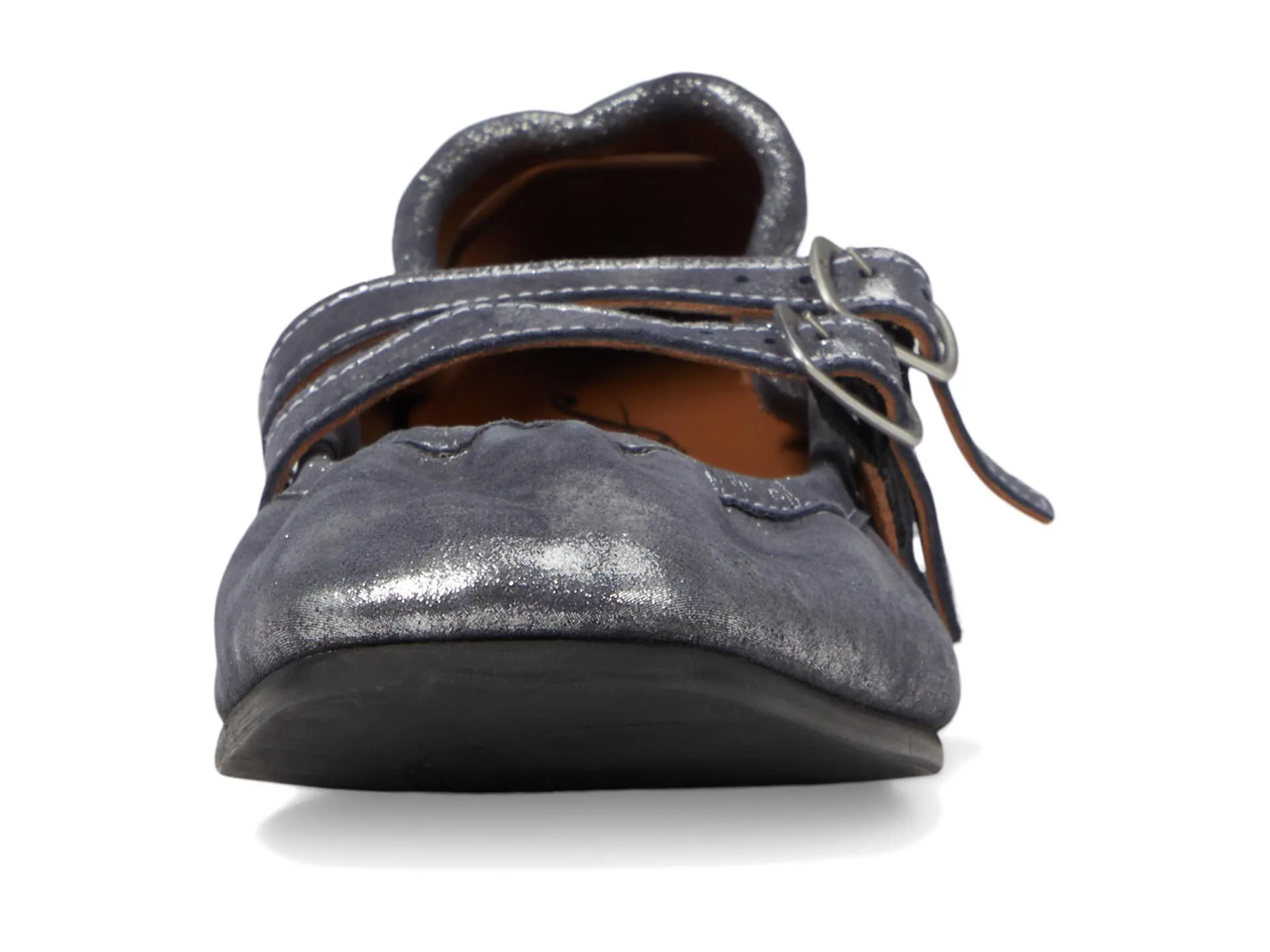 Free People Women's Gemini Ballet Flat 8 Silver Distressed Suede