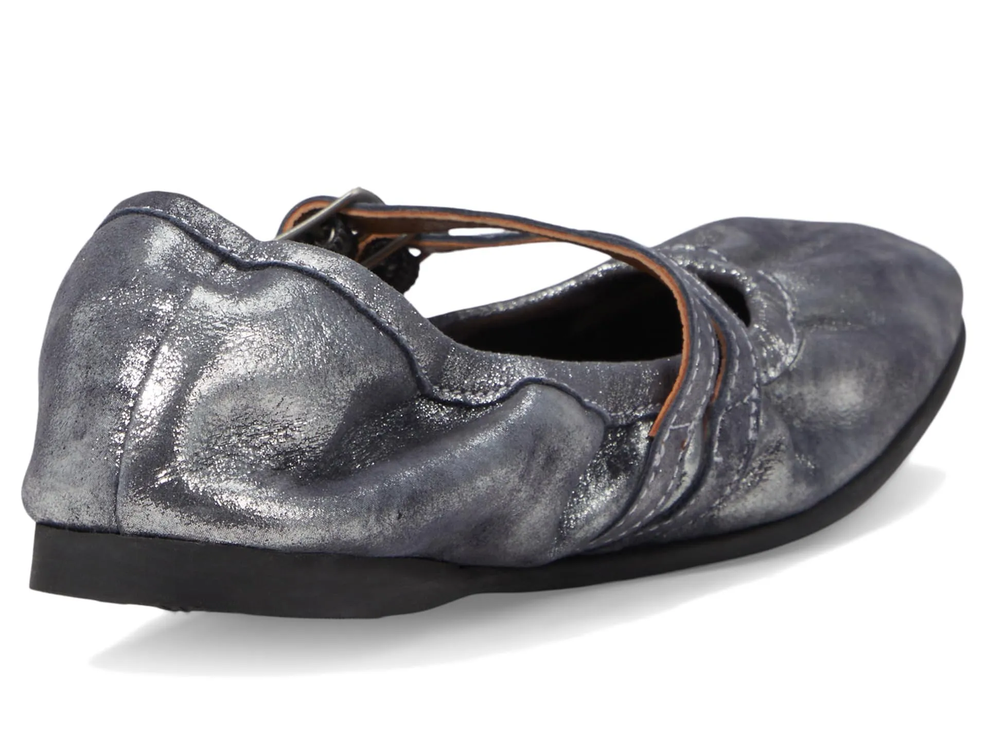 Free People Women's Gemini Ballet Flat 8 Silver Distressed Suede