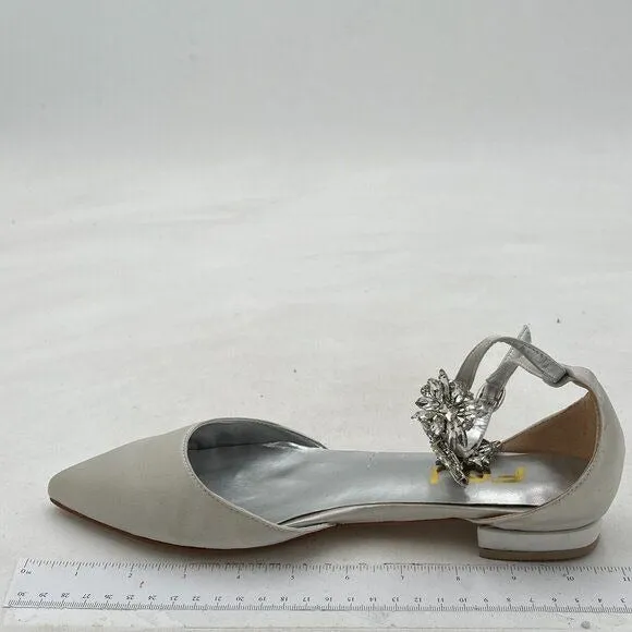 FSJ Grey Crystal Pump Ankle Buckle Strap Low Kitten Heel Sandals Wedding Shoes