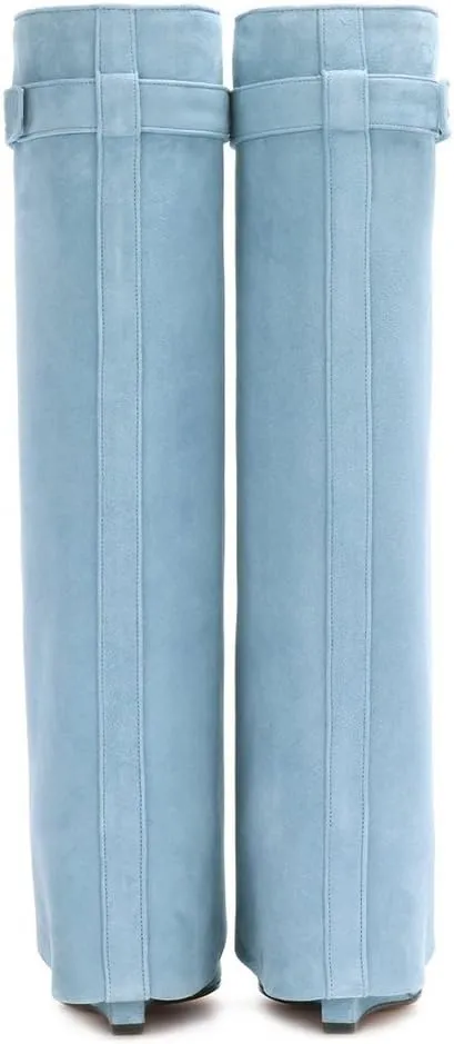 FSJ Women Classic Round Toe Wedge Heel Over The Knee Boots Suede Shoe for Winter Size 4-15 US
