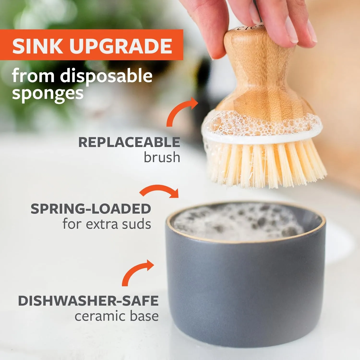 Full Circle Bubble Up, Brush   Dispenser, Gray