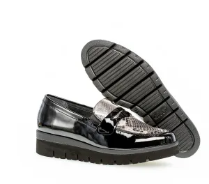 GABOR - 52.544.89 SLIP-ON SHOE - BLACK PATENT SNAKE PRINT