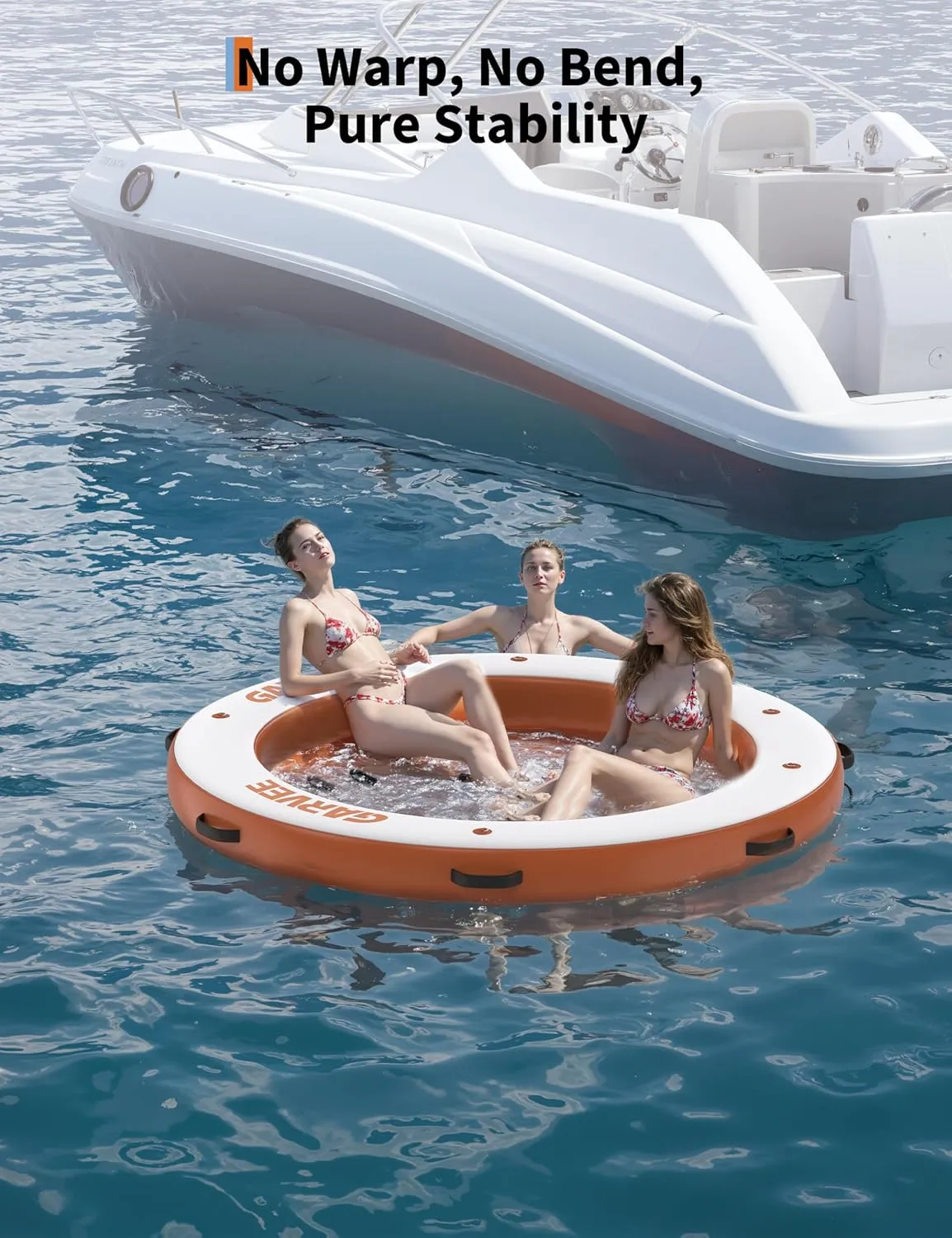 GAOMON 8.5x8FT Inflatable Floating Dock,Hexagon Inflatable Dock Floating Platform with Mesh Swim Area,Non-Slip EVA Platform and Rope Ladder, Pool, Lake, Beach, Ocean