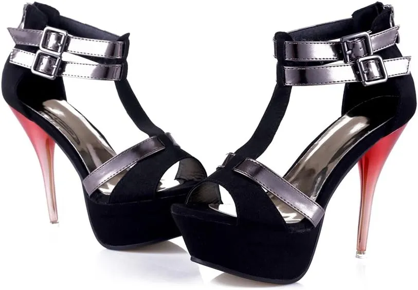 GATUXUS Open Toe Women Platform High Heel Shoes Strappy Pump for Party Prom