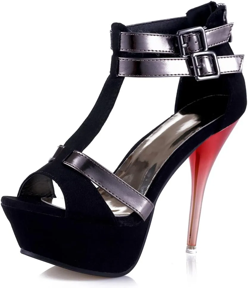 GATUXUS Open Toe Women Platform High Heel Shoes Strappy Pump for Party Prom
