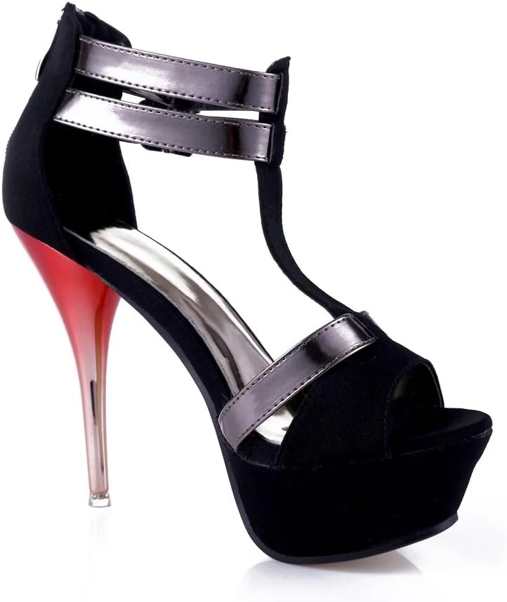 GATUXUS Open Toe Women Platform High Heel Shoes Strappy Pump for Party Prom