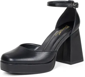 GENSHUO Women's-Platform-Chunky-Pumps Heels