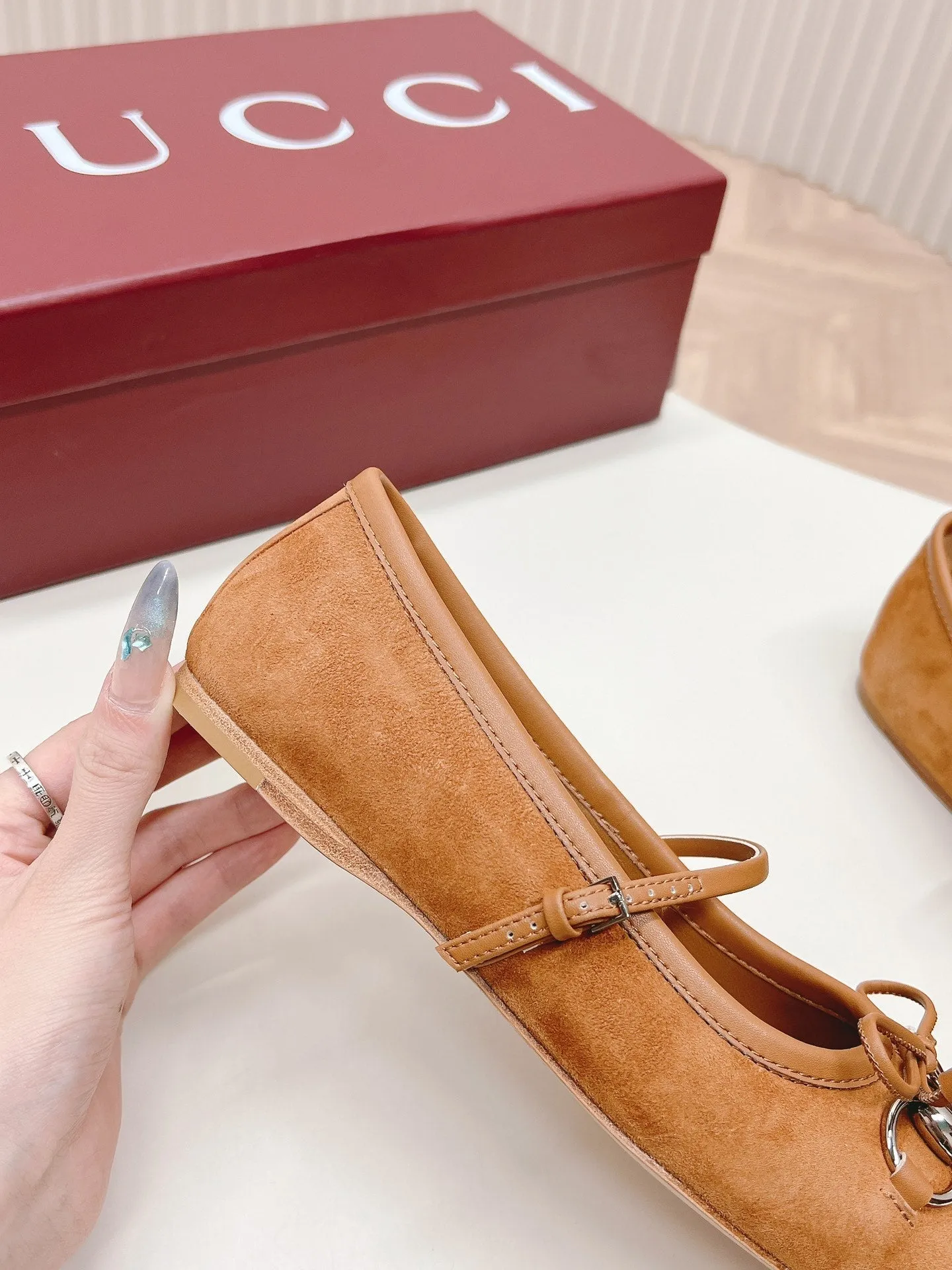 GG BALLET FLAT CARAMEL SUEDE