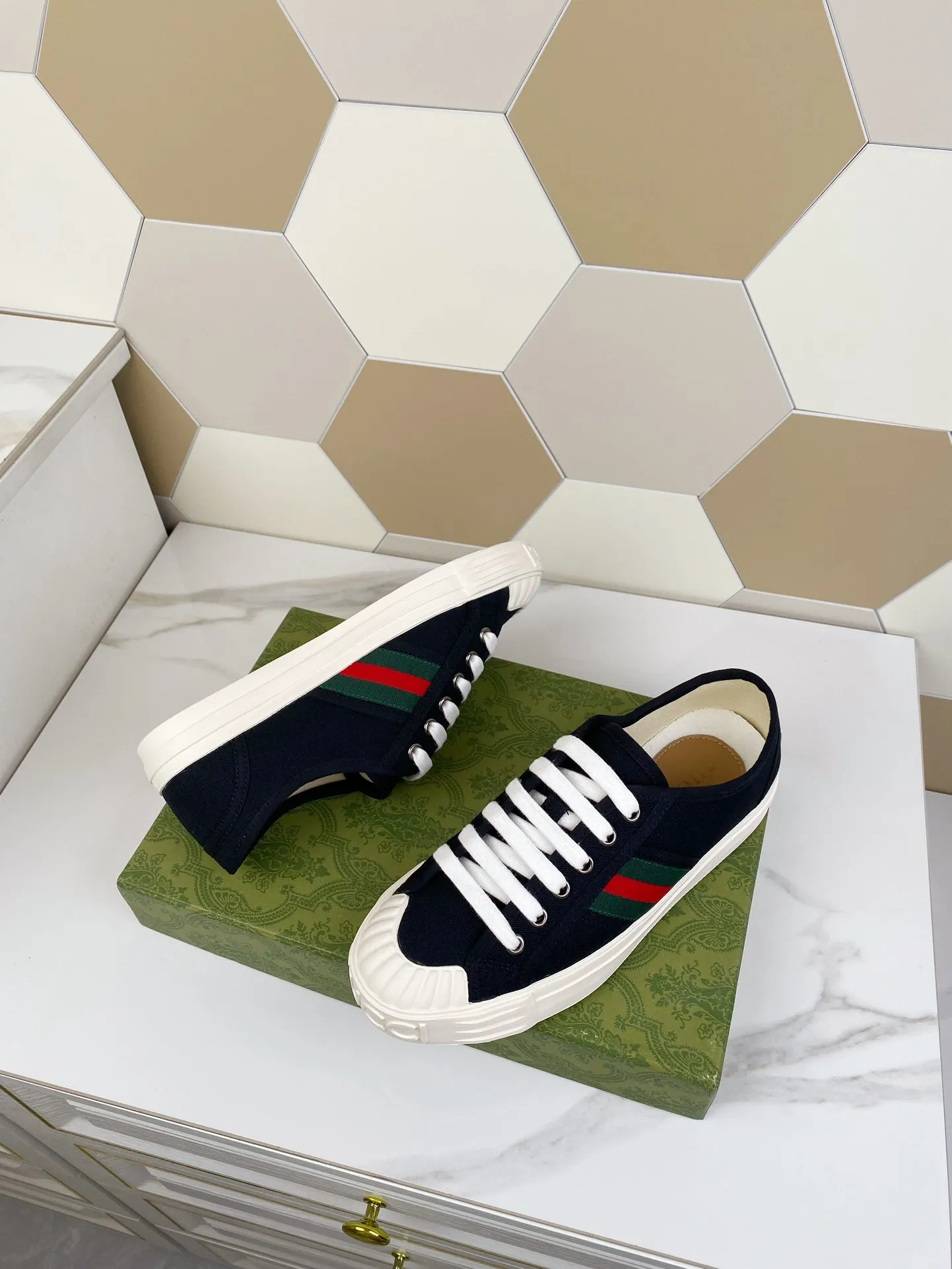 GG JULIO SNEAKER WITH WEB BLACK CANVAS