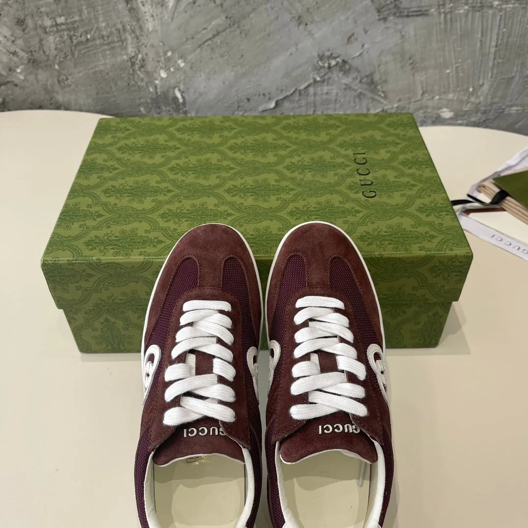GG Low Sneaker Barn Red Canvas Suede Calfskin