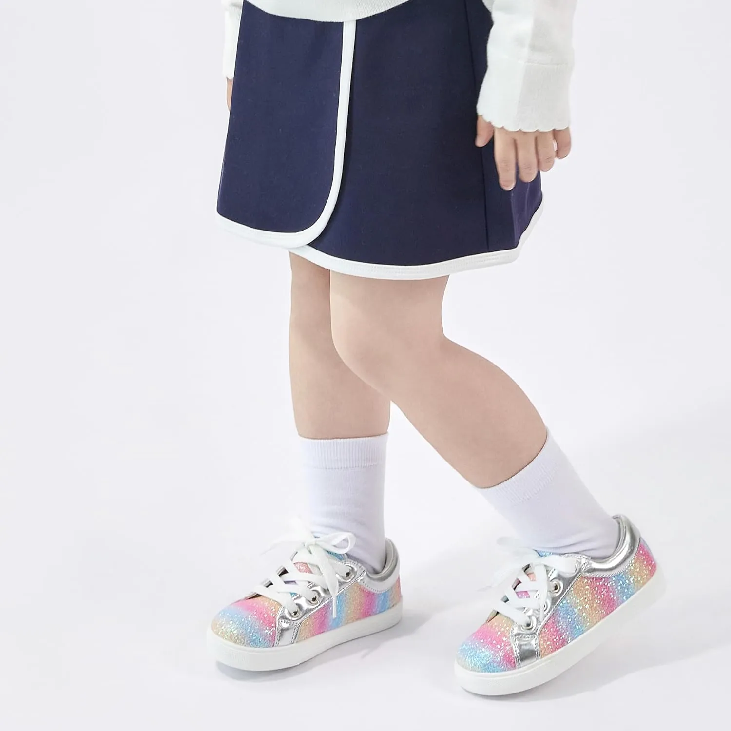 GINFIVE Toddler Girls Sneakers Little Girls Slip On Shoes Glitter Sneakers Toddler