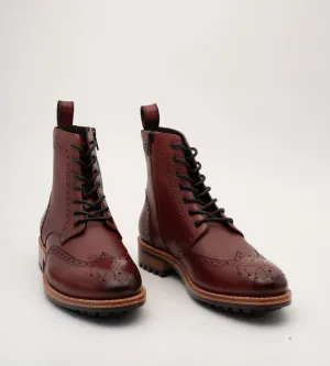 Goodyear Welted Burgundy Brogue Zipper  Boot