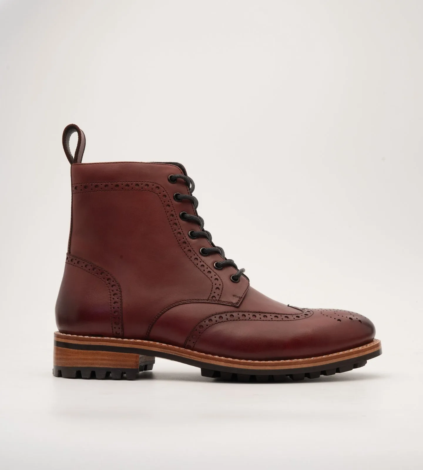 Goodyear Welted Burgundy Brogue Zipper  Boot