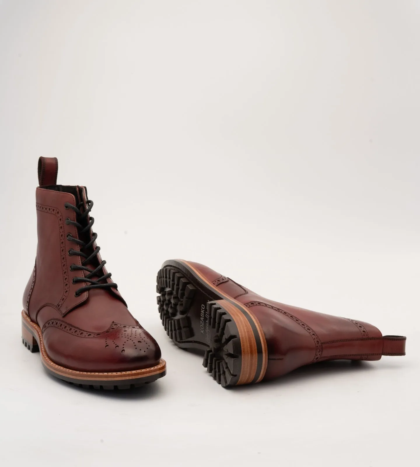 Goodyear Welted Burgundy Brogue Zipper  Boot