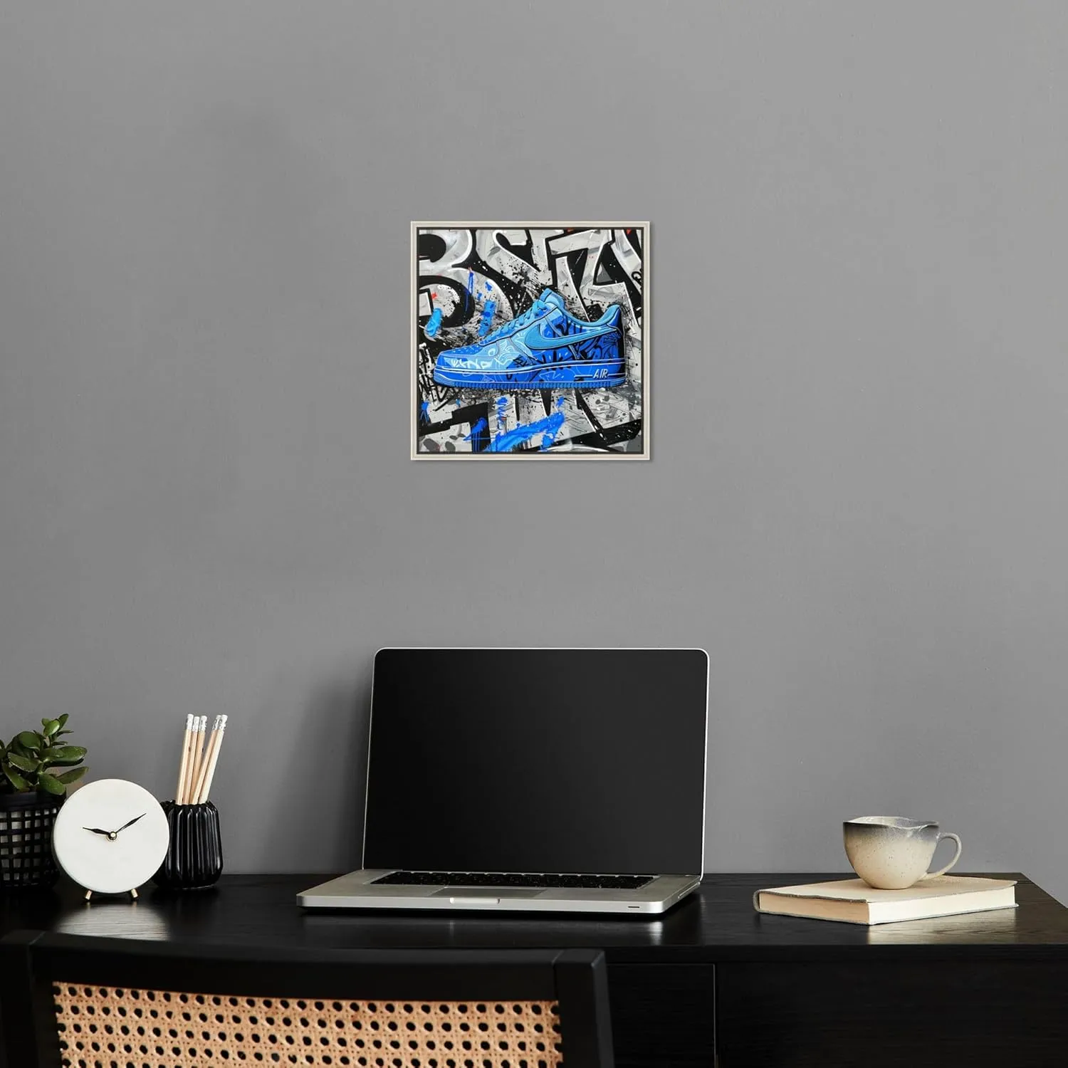 Graffiti Fabric Sneaker Canvas Urban Art Prints by Notoriart, Silver Frame, 12" x 12"
