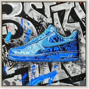 Graffiti Fabric Sneaker Canvas Urban Art Prints by Notoriart, Silver Frame, 12" x 12"