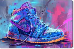 Graffiti Sneaker Urban Style Canvas Wall Art by Notoriart, Gallery Wrapped, 36"x24"