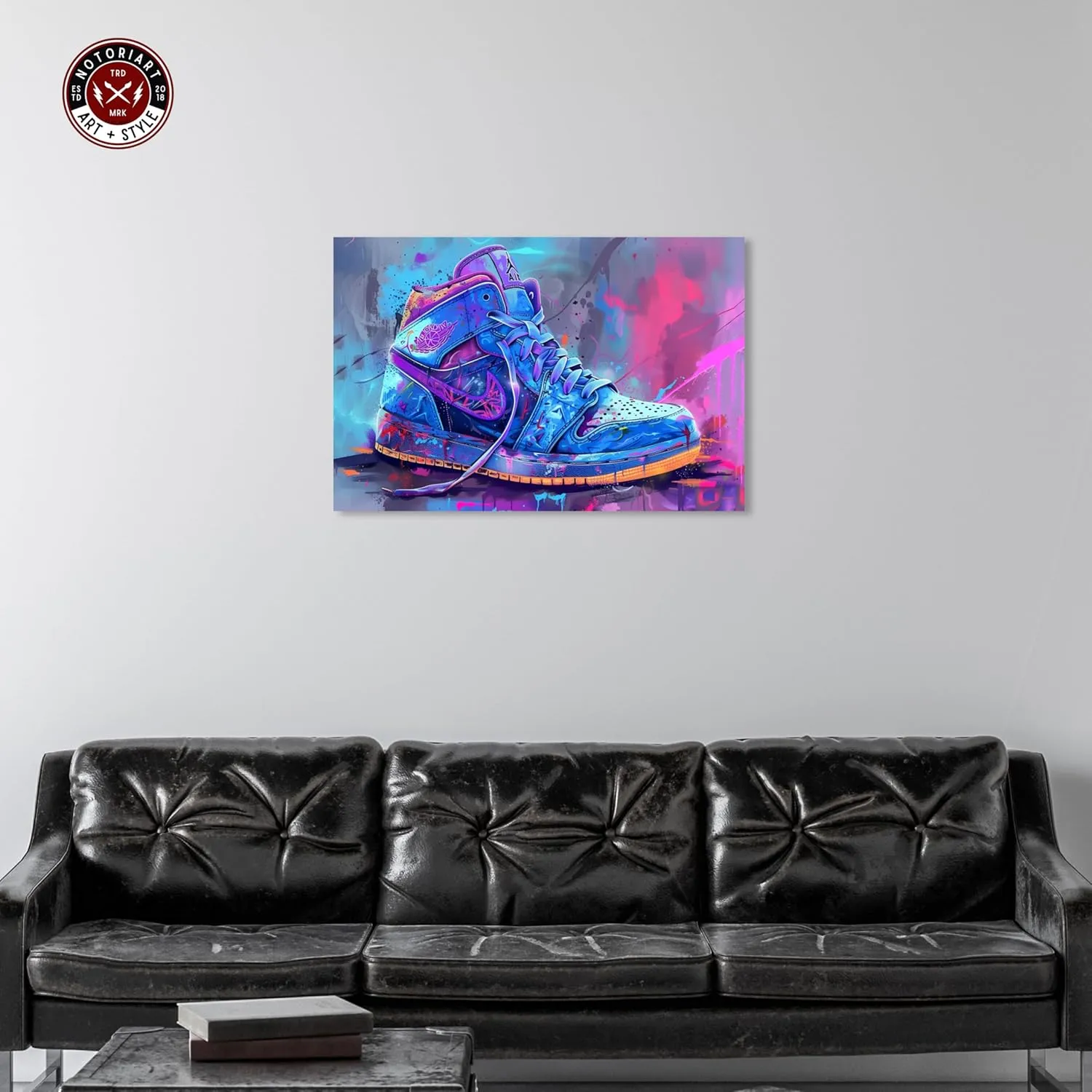 Graffiti Sneaker Urban Style Canvas Wall Art by Notoriart, Gallery Wrapped, 36"x24"