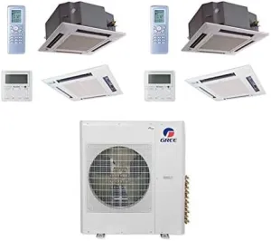 GREE 30,000 BTU Multi21  Dual-Zone Ceiling Cassette Mini Split Air Conditioner Heat Pump 208-230V (12-12)