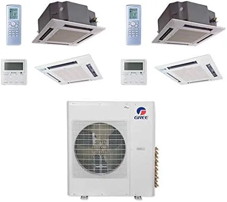 GREE 30,000 BTU Multi21  Dual-Zone Ceiling Cassette Mini Split Air Conditioner Heat Pump 208-230V (12-12)