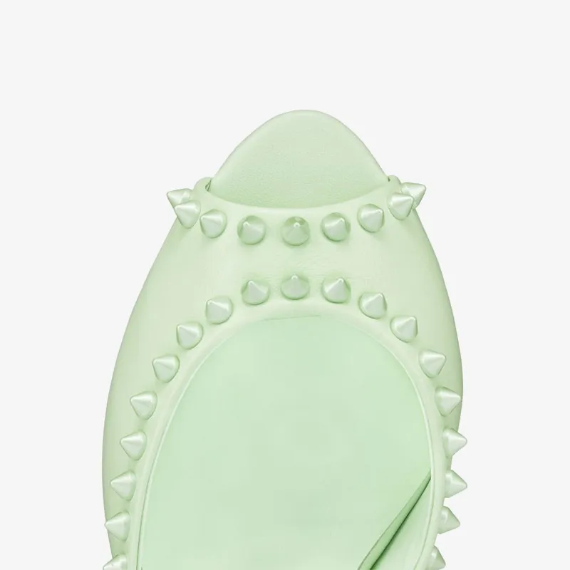 Green Nappa Leather Pump with Spikes