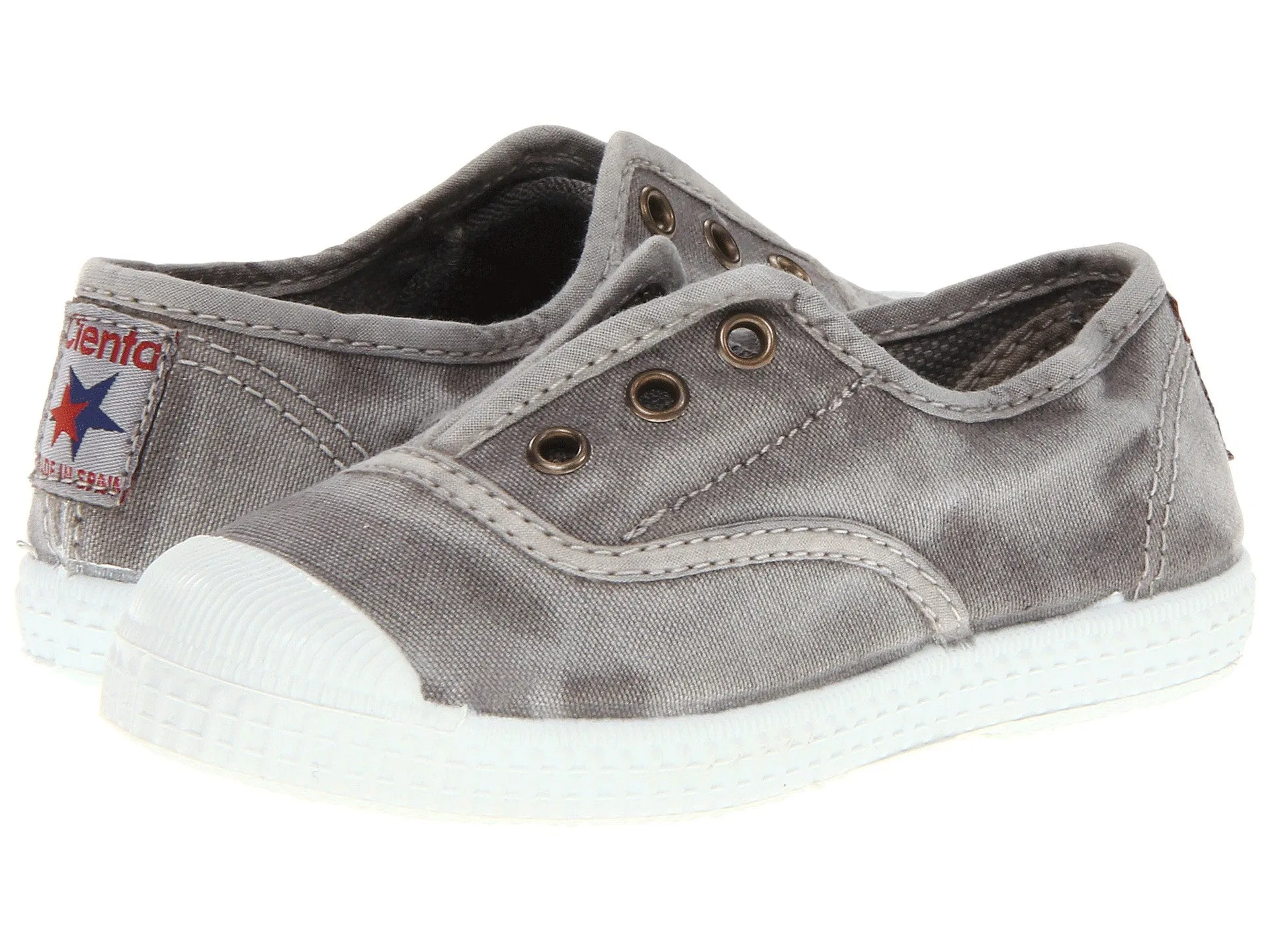 Grey Denim Distressed Cienta Canvas Slip On