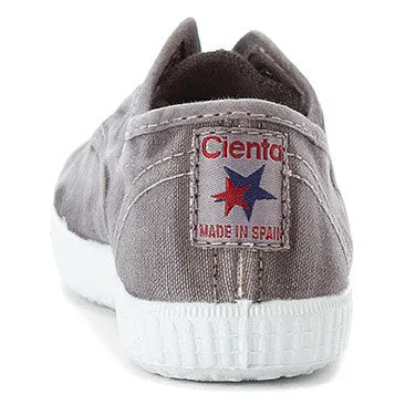 Grey Denim Distressed Cienta Canvas Slip On