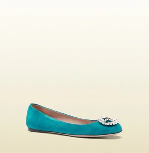 Gucci - GG sparkling suede ballet flat