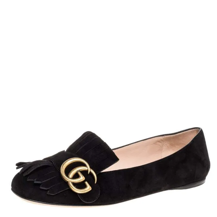Gucci Marmont Fringe Flat Shoes