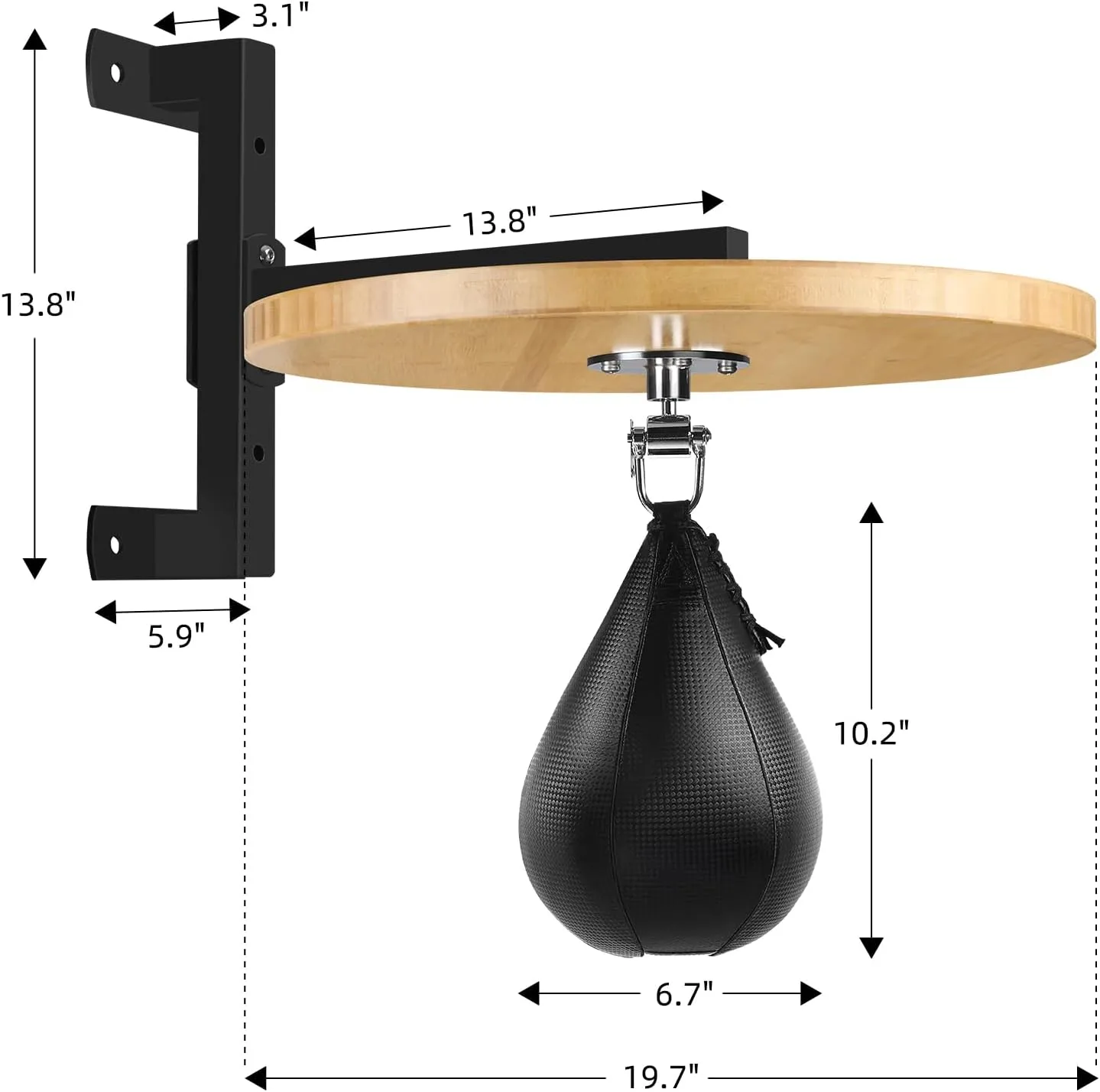 Hardwood Speed Bag Platform kit with Adjustable Mount and Swivels for Boxing Training, Workout